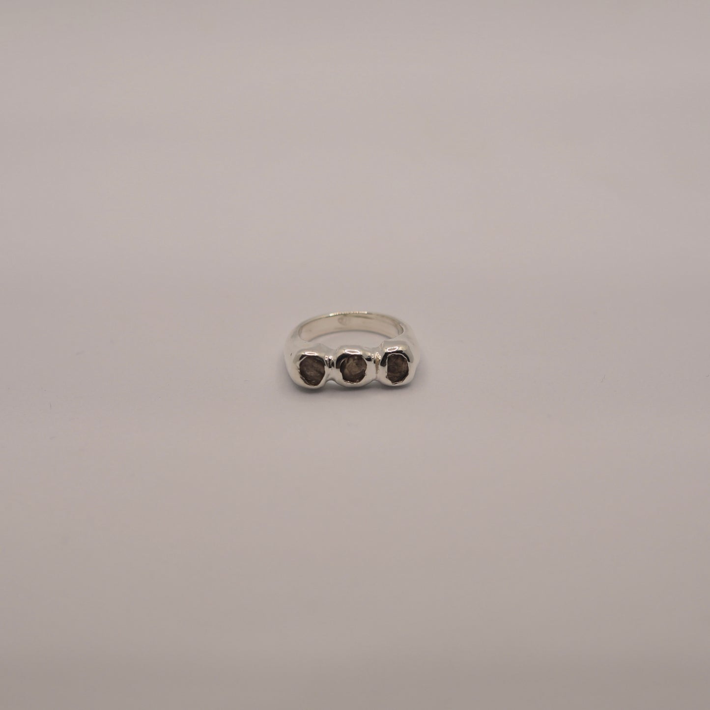 Triple smokey quartz ring