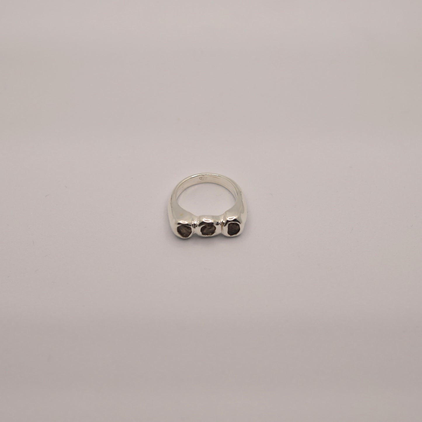 Triple smokey quartz ring