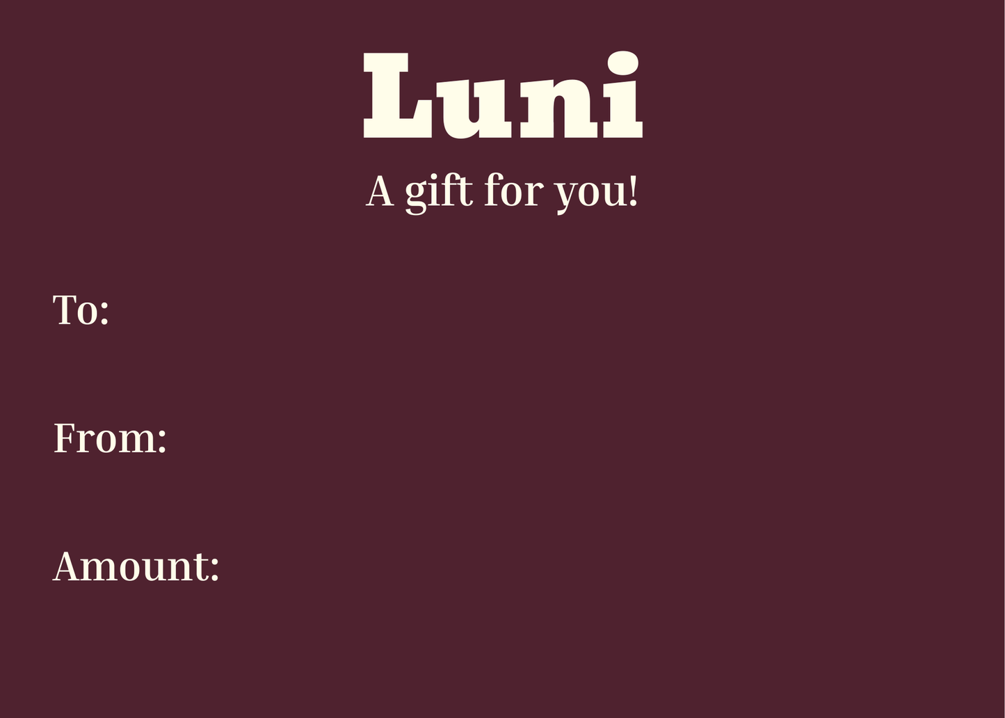 Luni giftcard